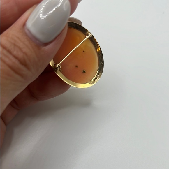 14kt yellow solid gold vintage brooch estate jewelry with vintage diamon… - Picture 3 of 7